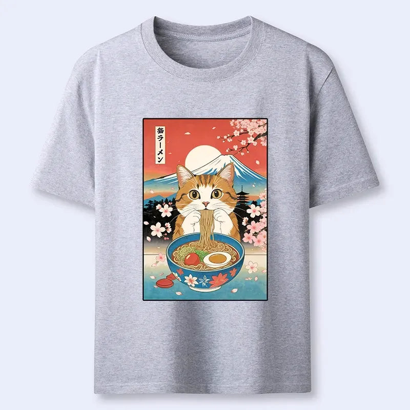 Funny Cat Eating Ramen Classic Tee on Sale