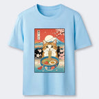 Funny Cat Eating Ramen Classic Tee on Sale