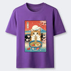 Unisex Japanese Ramen Cat T-Shirt for Casual Daily Wear