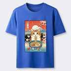 Funny Cat Eating Ramen Classic Tee on Sale
