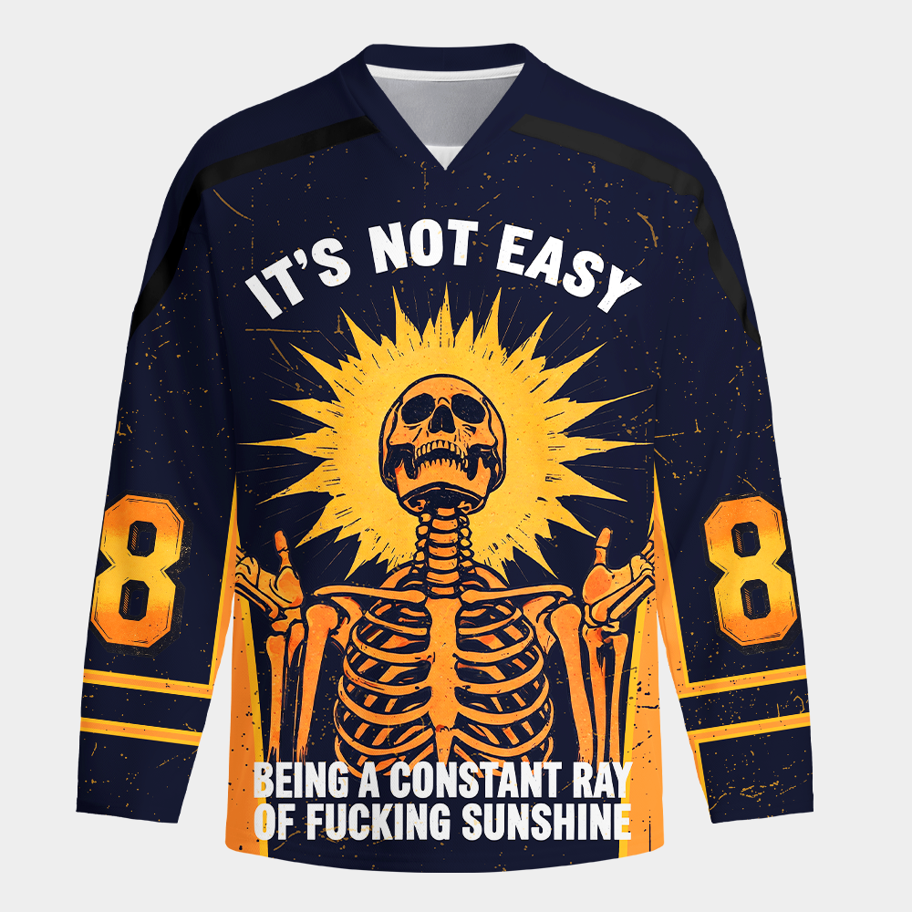 Kyoto-Lion Shining Funny Skeleton Long-Sleeve Hockey Jersey