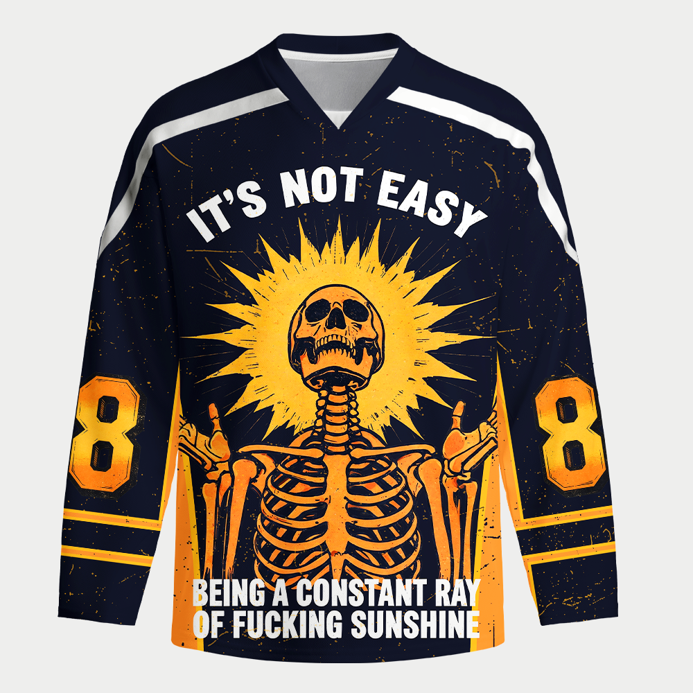 Kyoto-Lion Shining Funny Skeleton Long-Sleeve Hockey Jersey