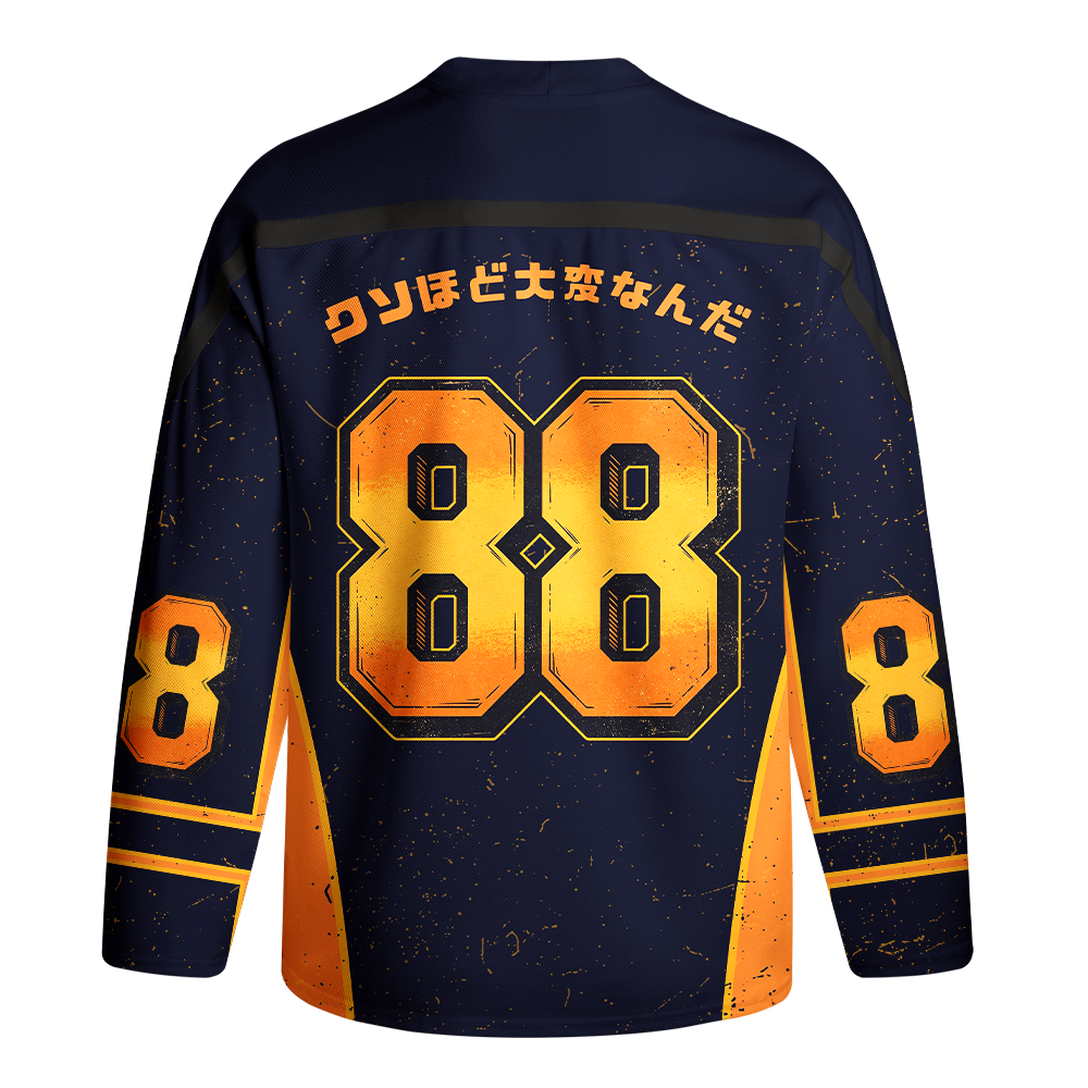 Kyoto-Lion Shining Funny Skeleton Long-Sleeve Hockey Jersey