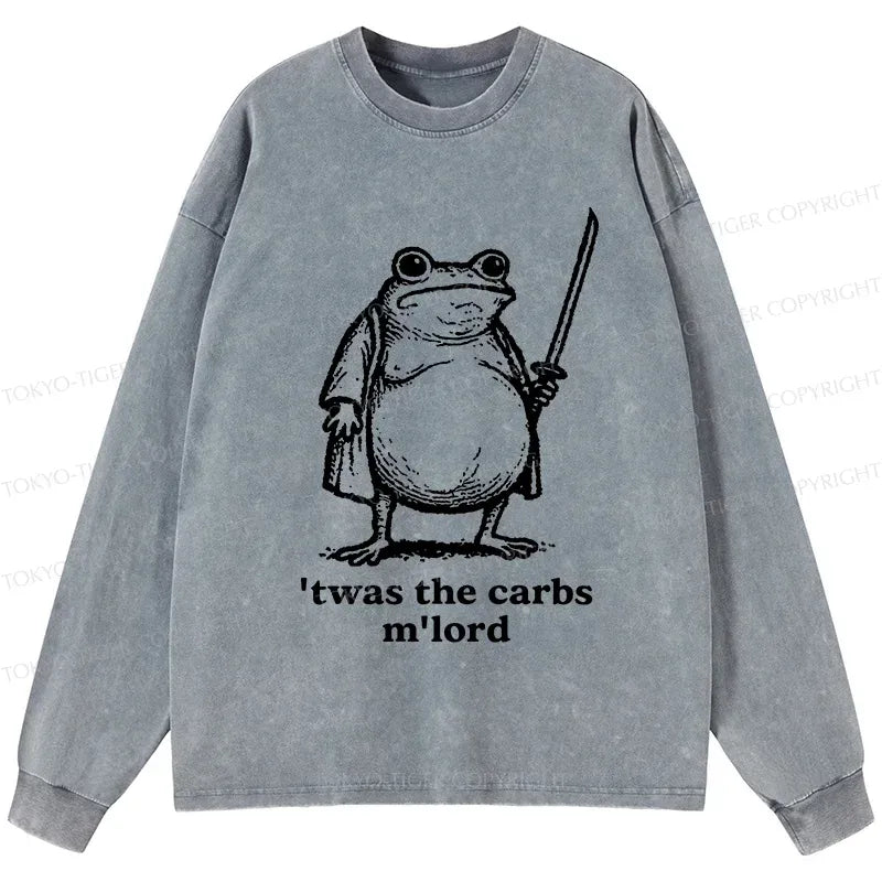 Kyoto-Lion Funny Fat Samurai Frog Washed Long Sleeve T-Shirt