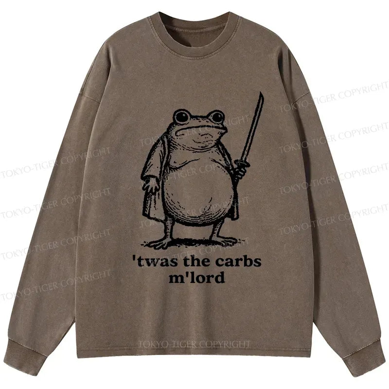 Kyoto-Lion Funny Fat Samurai Frog Washed Long Sleeve T-Shirt