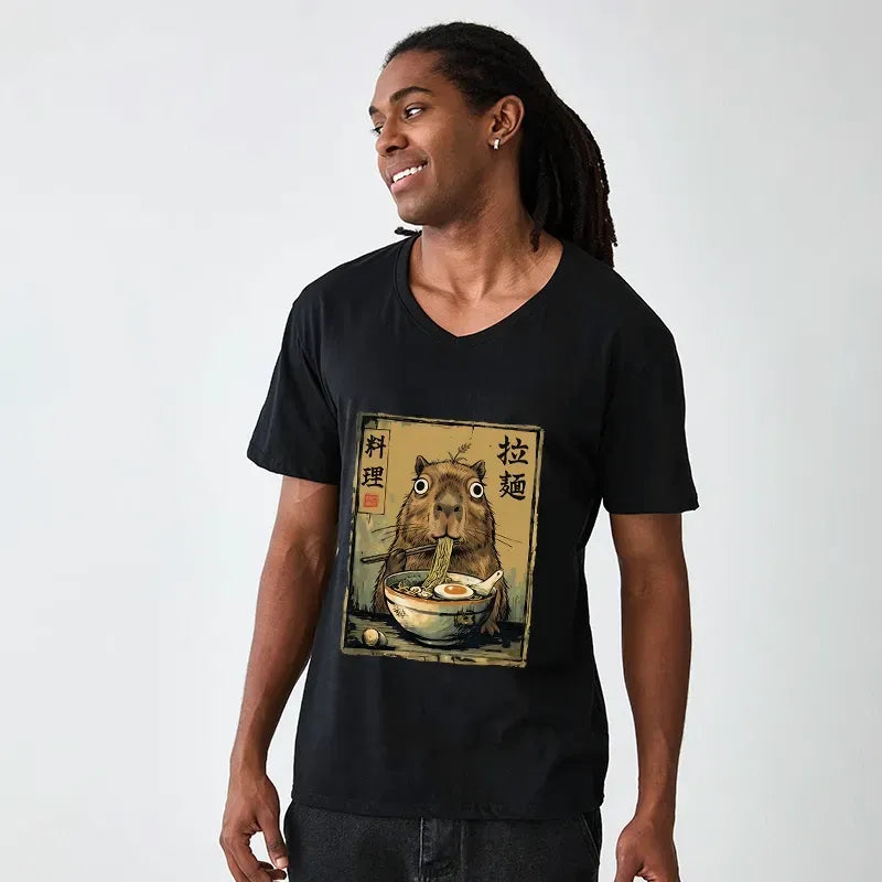 Japanese Vintage Capybara V-Neck Tee