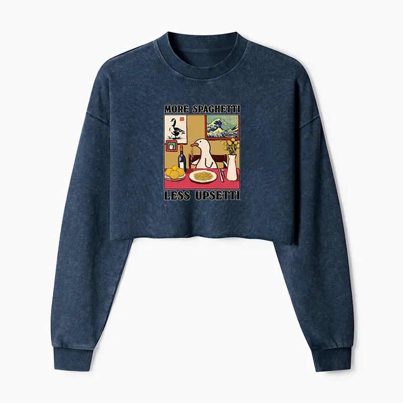 Washed Cotton Crop Sweatshirt for Gift