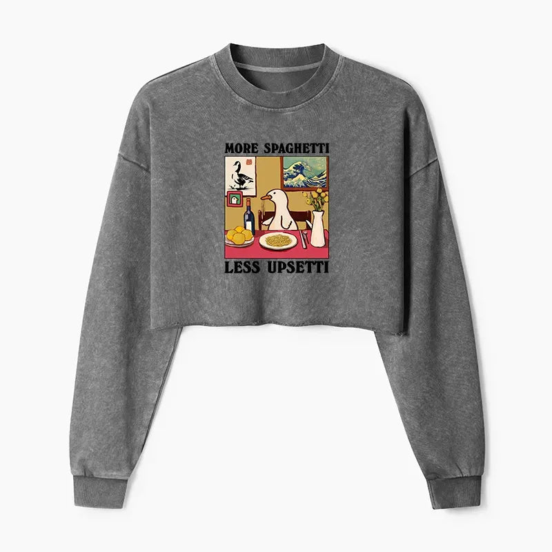 Washed Cotton Crop Sweatshirt for Gift