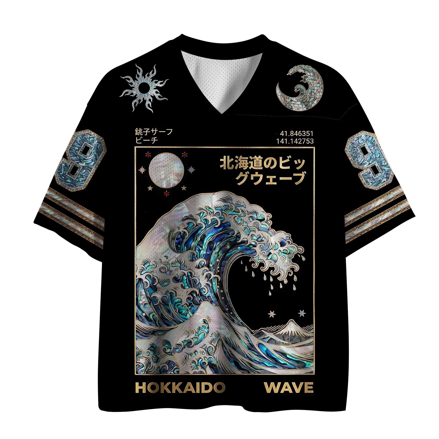 Kyoto-Lion Sparkling Waves Of Hokkaido, Japan Mesh Jersey