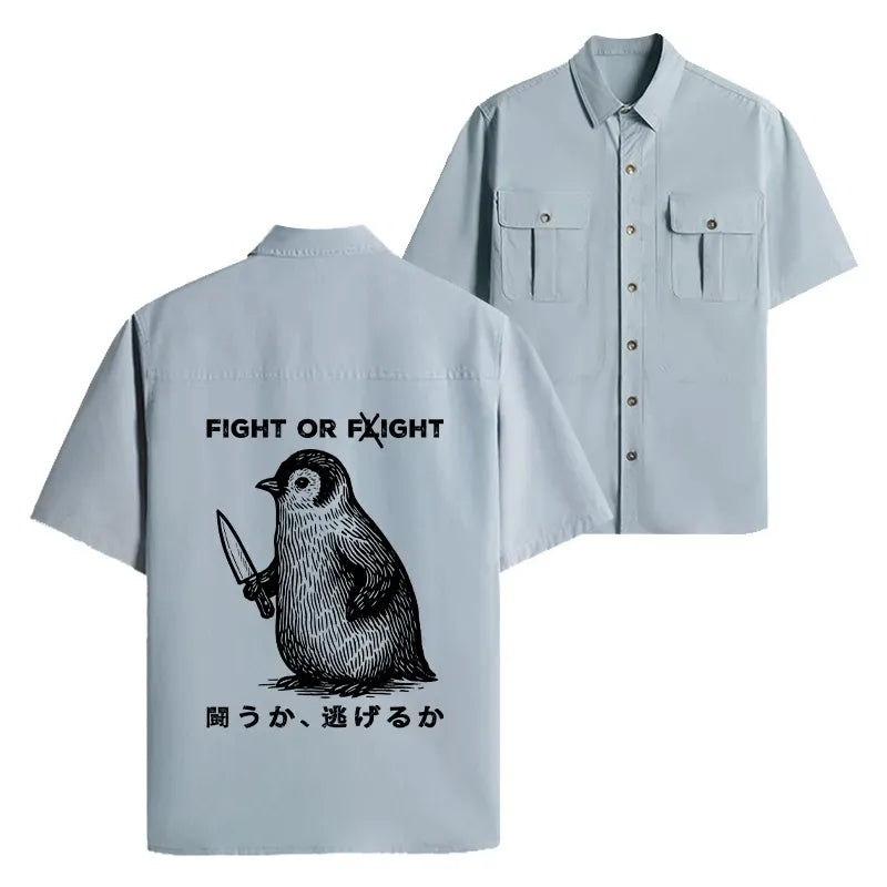 kyoto lion fight or flight funny shirt