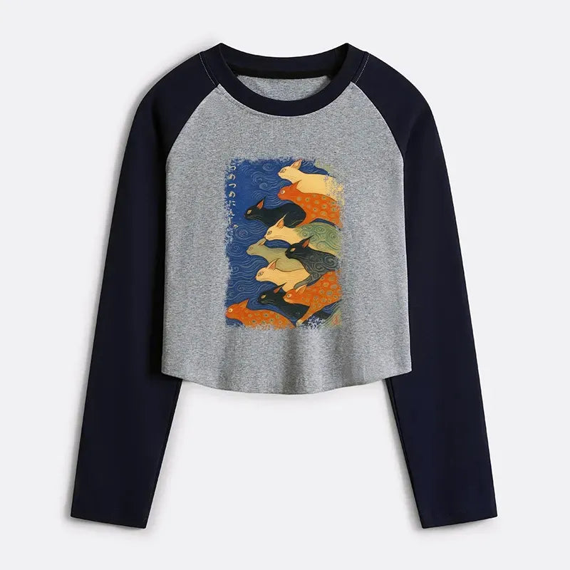 Kyoto-Lion Claw-some Ninja Women's Crop Raglan T-Shirt