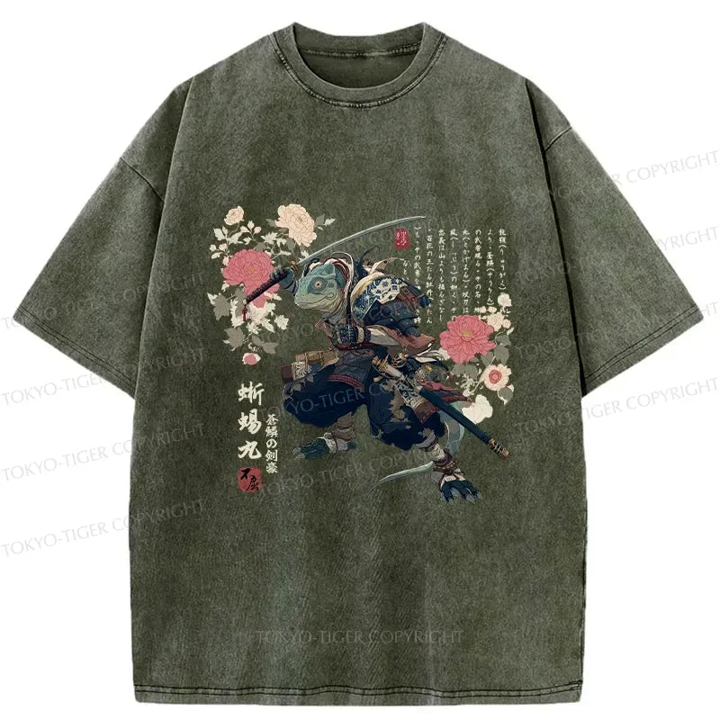 Samurai Lizard Washed T-Shirt Best Seller