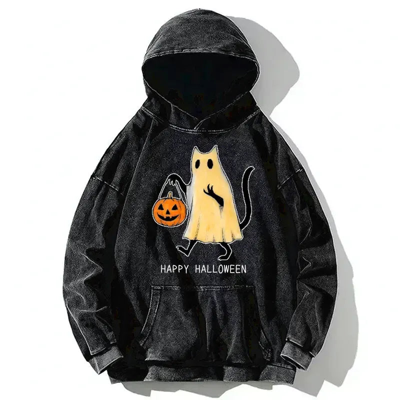 Kyoto-Lion Halloween Cat Soul Washed Hoodie