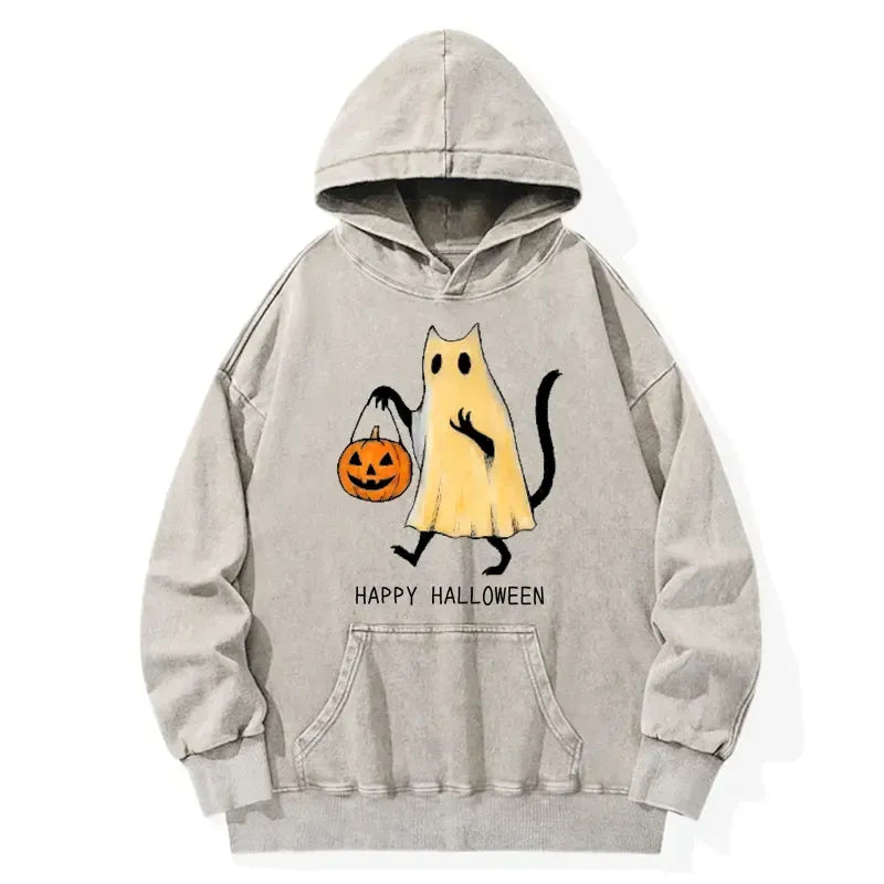 Kyoto-Lion Halloween Cat Soul Washed Hoodie
