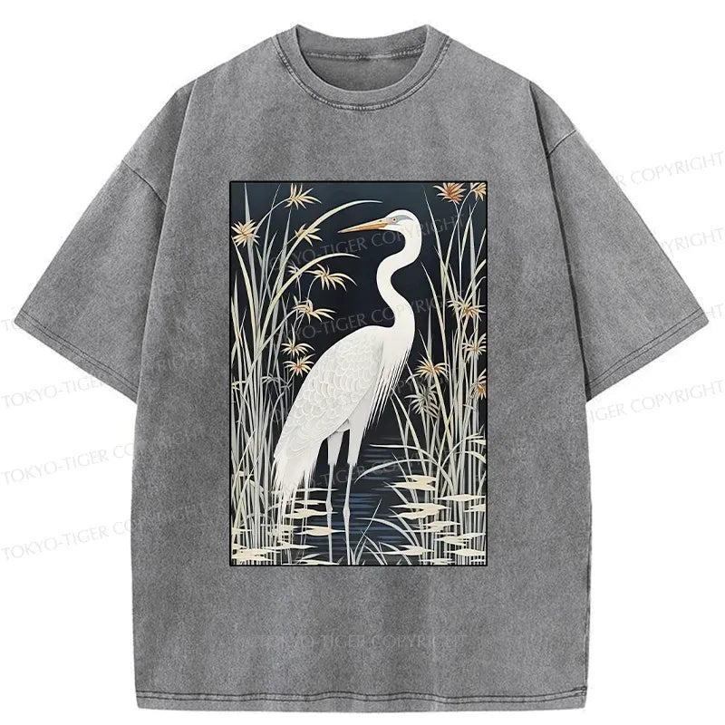 Kyoto-Lion Cranes By The River Washed T-Shirt