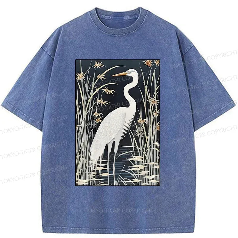 Kyoto-Lion Cranes By The River Washed T-Shirt