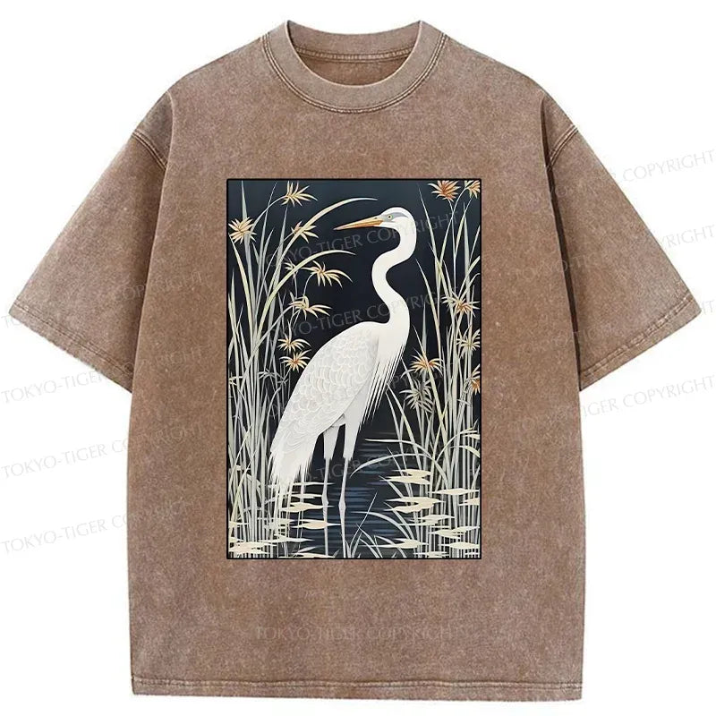 Kyoto-Lion Cranes By The River Washed T-Shirt