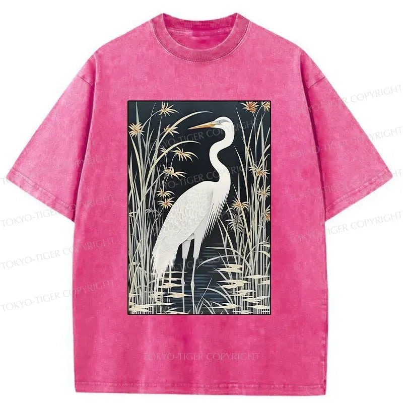 Kyoto-Lion Cranes By The River Washed T-Shirt