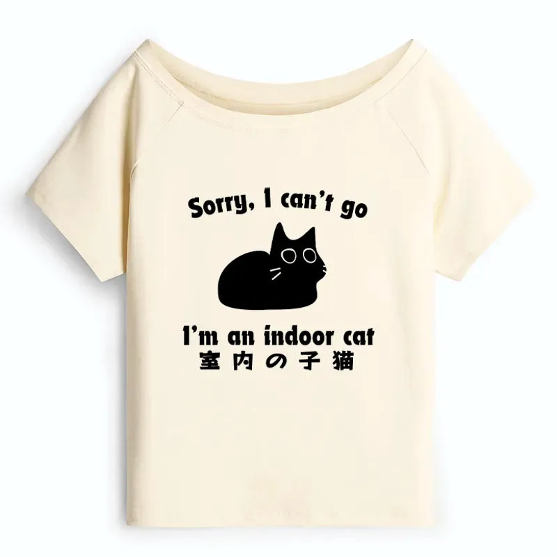 Kyoto-Lion Indoor Kitten Off Shoulder T-Shirt