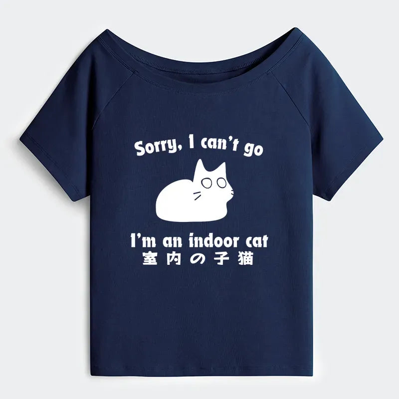 Kyoto-Lion Indoor Kitten Off Shoulder T-Shirt
