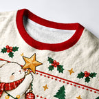 Kyoto-Lion Cute Rabbit Stack Fuzzy Christmas Ugly Sweatshirt