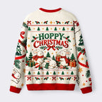 Kyoto-Lion Cute Rabbit Stack Fuzzy Christmas Ugly Sweatshirt
