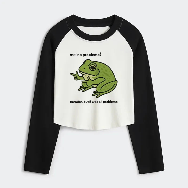 Kyoto-Lion Stupid Frog Meme Women's Crop Raglan T-Shirt