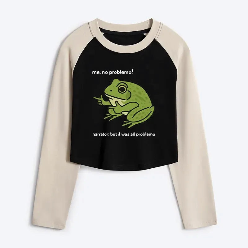 Kyoto-Lion Stupid Frog Meme Women's Crop Raglan T-Shirt
