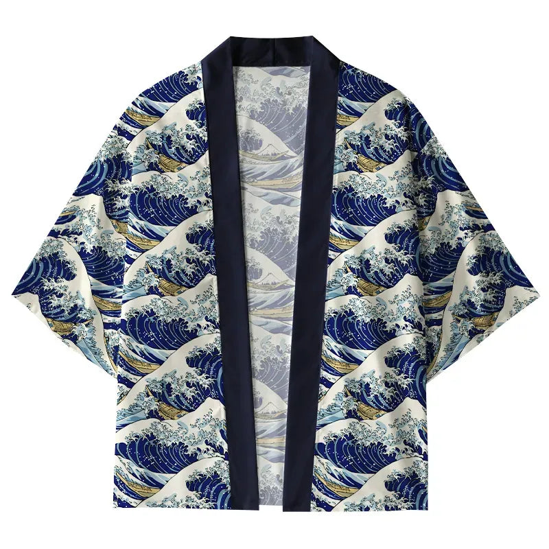 Kyoto-Lion The Great Wave Kimono Cardigan