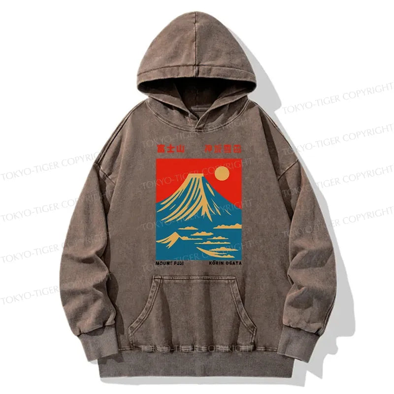 Mount Fuji Vintage Washed Hoodie for Daily Wear