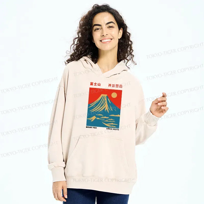 Mount Fuji Vintage Washed Hoodie for Daily Wear