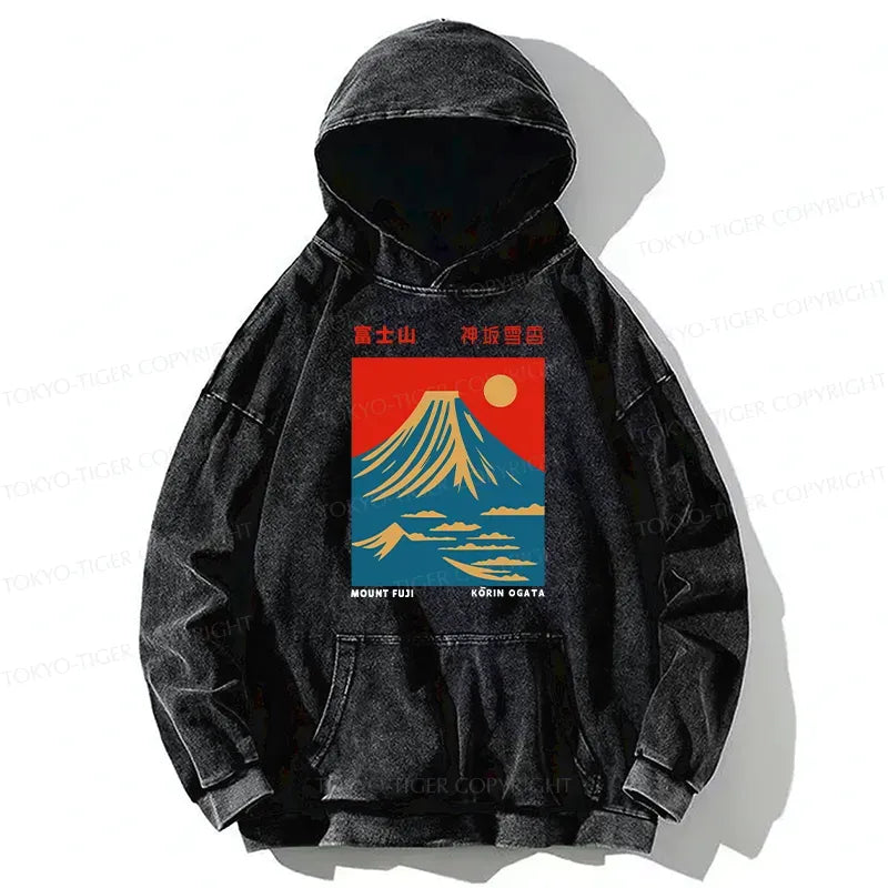 Mount Fuji Vintage Washed Hoodie for Daily Wear