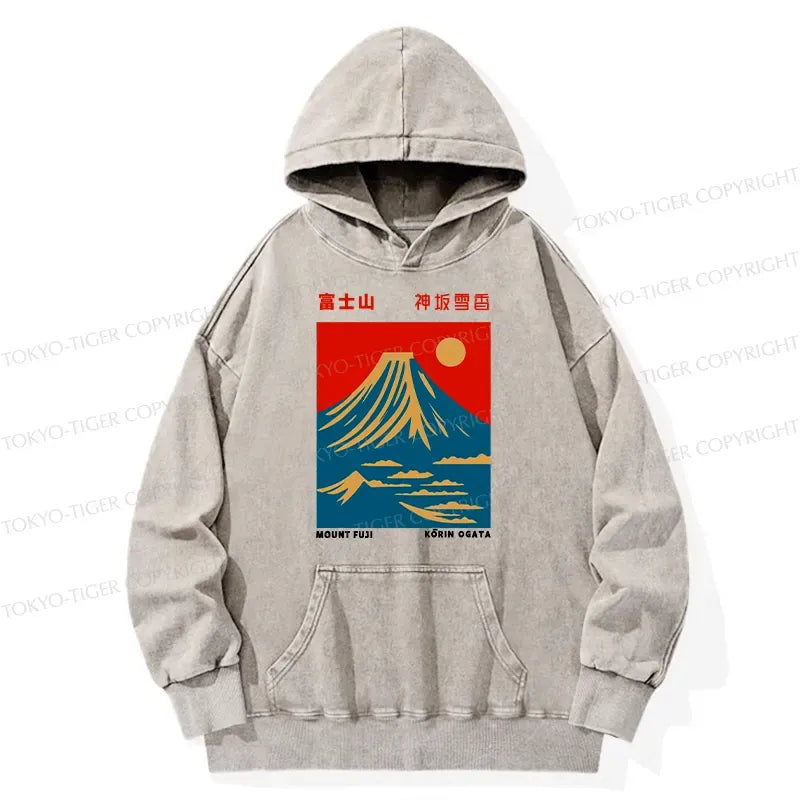 Mount Fuji Vintage Washed Hoodie for Daily Wear
