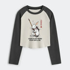 Japanese Rabbit Crop Raglan T-Shirt for Women