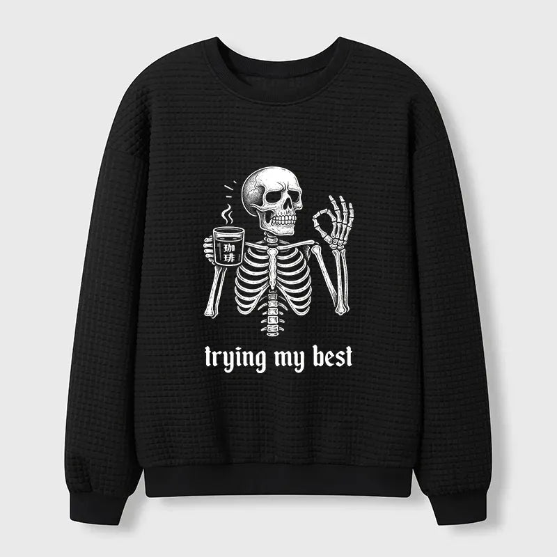 Top-rated Skull Waffle Sweatshirt for Men