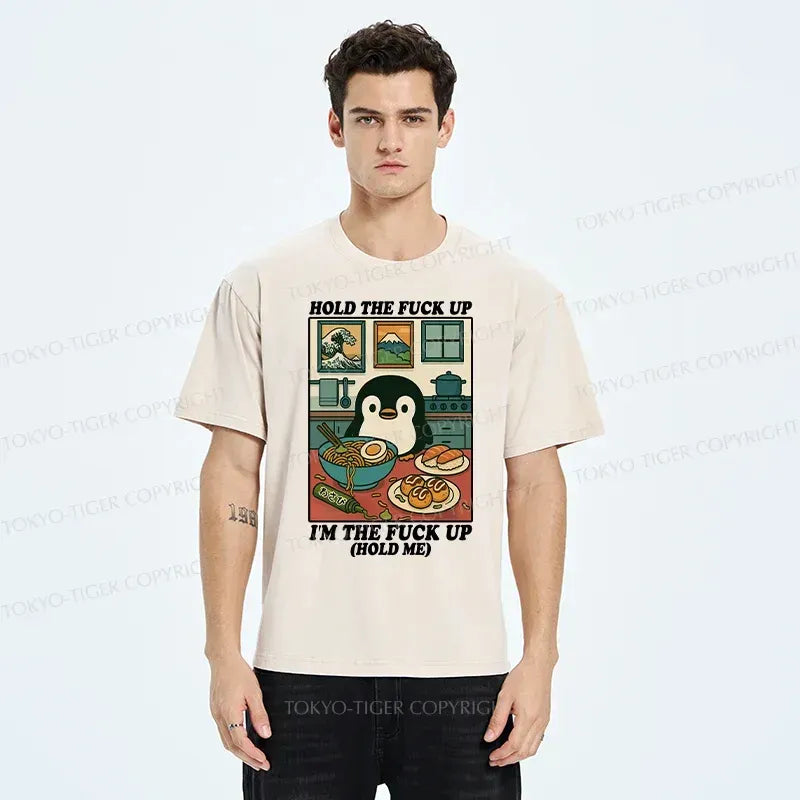 Kyoto-Lion Troublesome Penguin Washed T-Shirt