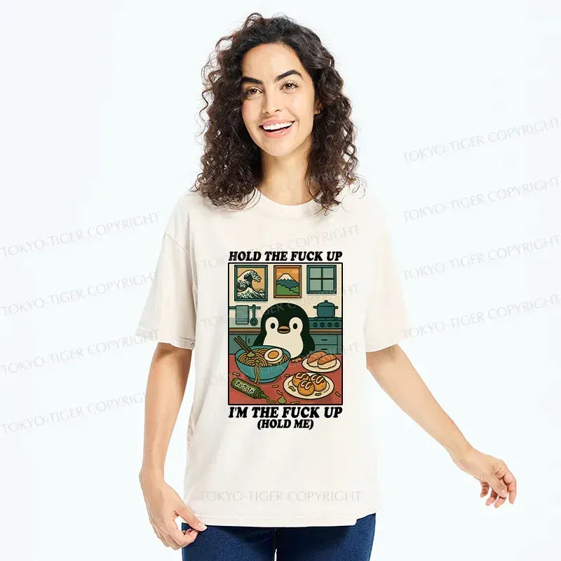 Kyoto-Lion Troublesome Penguin Washed T-Shirt