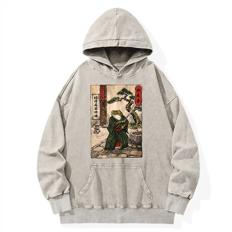 Kyoto-Lion Samurai Frog Training Washed Hoodie