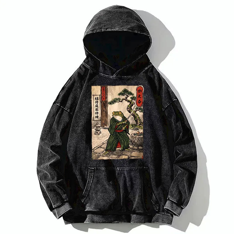 Kyoto-Lion Samurai Frog Training Washed Hoodie