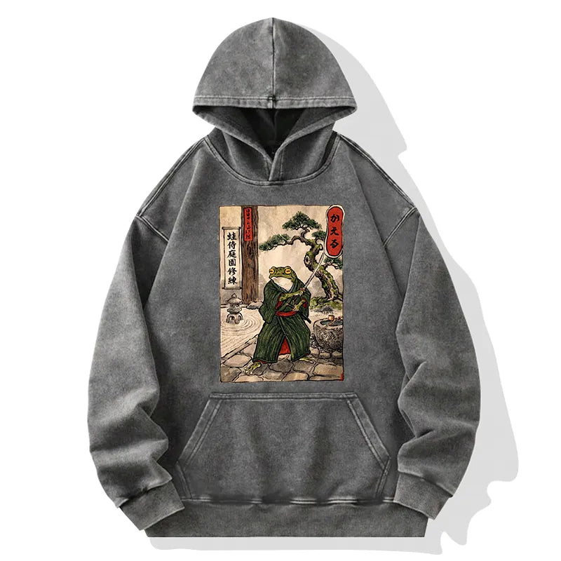 Kyoto-Lion Samurai Frog Training Washed Hoodie