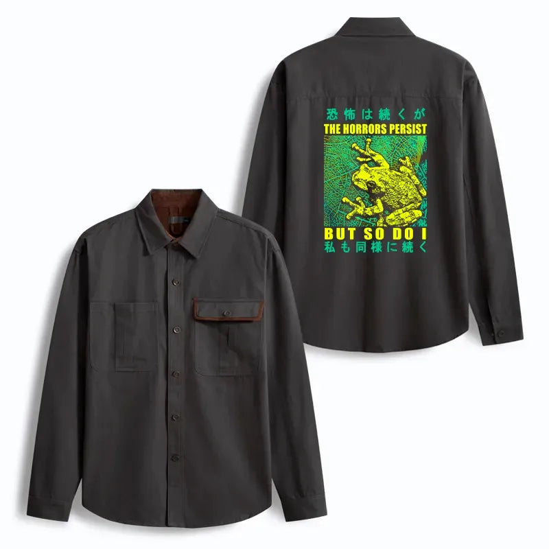 Kyoto-Lion The Horrors Persist Forg Men's Corduroy Work Jacket