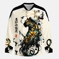 Kyoto-Lion Golden Tiger And Soaring Birds Long-Sleeve Hockey Jersey