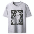 Kyoto-Lion Folk Paper Cut Cat Bird Floral Art Classic T-Shirt