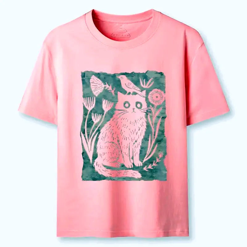 Kyoto-Lion Folk Paper Cut Cat Bird Floral Art Classic T-Shirt