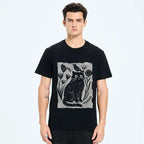 Kyoto-Lion Folk Paper Cut Cat Bird Floral Art Classic T-Shirt