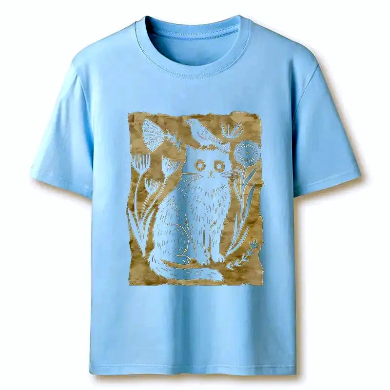 Kyoto-Lion Folk Paper Cut Cat Bird Floral Art Classic T-Shirt