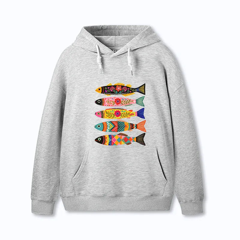 Kyoto-Lion Colorful Patterned Fish Classic Hoodie