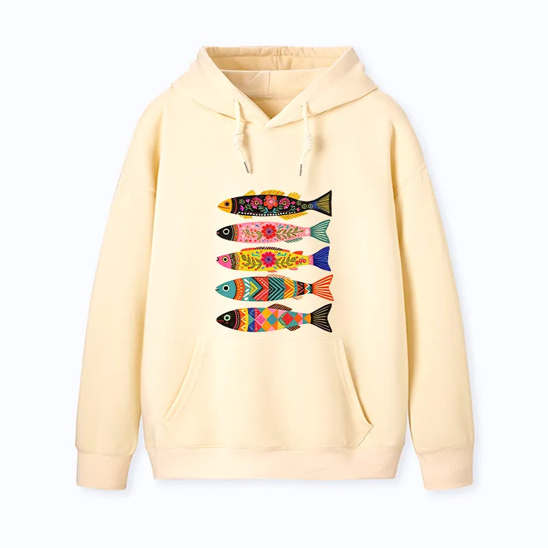 Kyoto-Lion Colorful Patterned Fish Classic Hoodie