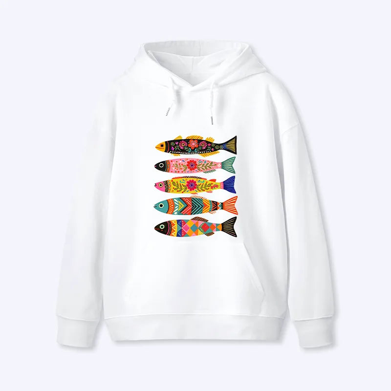 Kyoto-Lion Colorful Patterned Fish Classic Hoodie