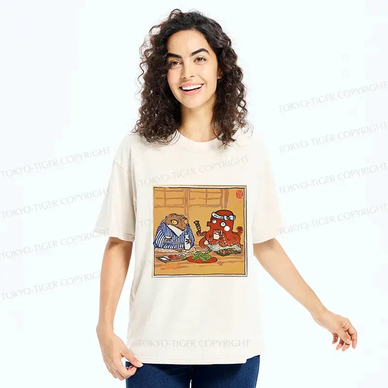 Washed Ukiyo-e Tee for Gift Idea